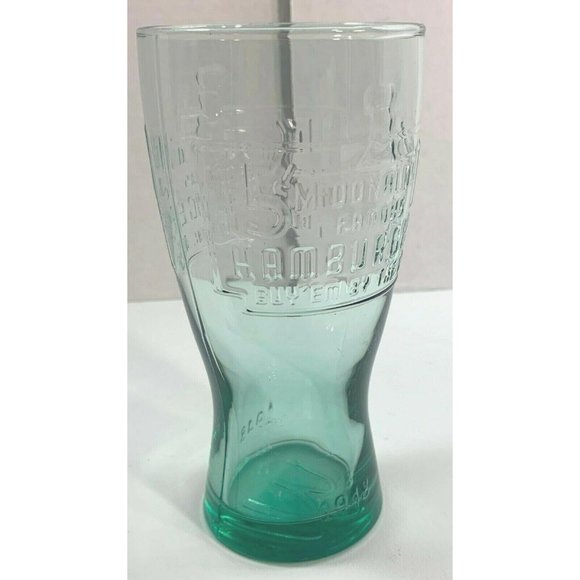 McDonalds Green Glassware 1948 Famous 15 Cent Hamburger Retro Drinking Glass Cup - Picture 7 of 8